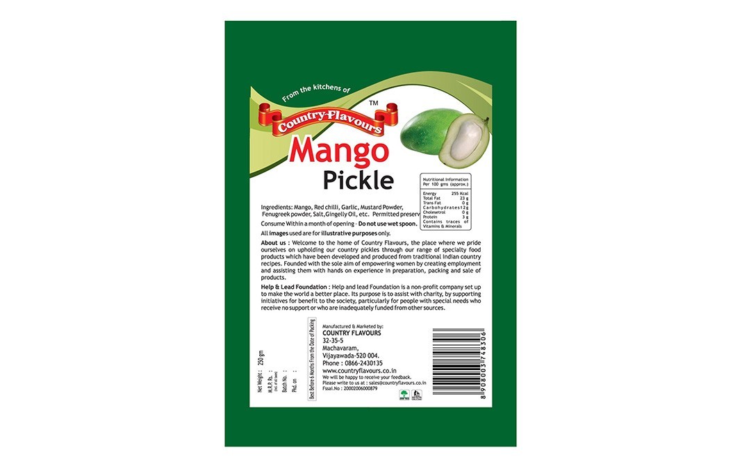 Country Flavours Mango Pickle    Pack  250 grams